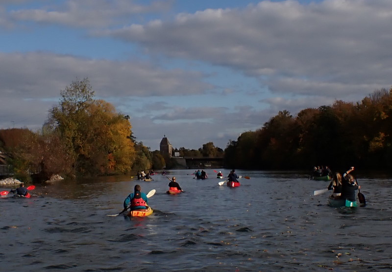 Beim Abpaddeln auf dem Neckar